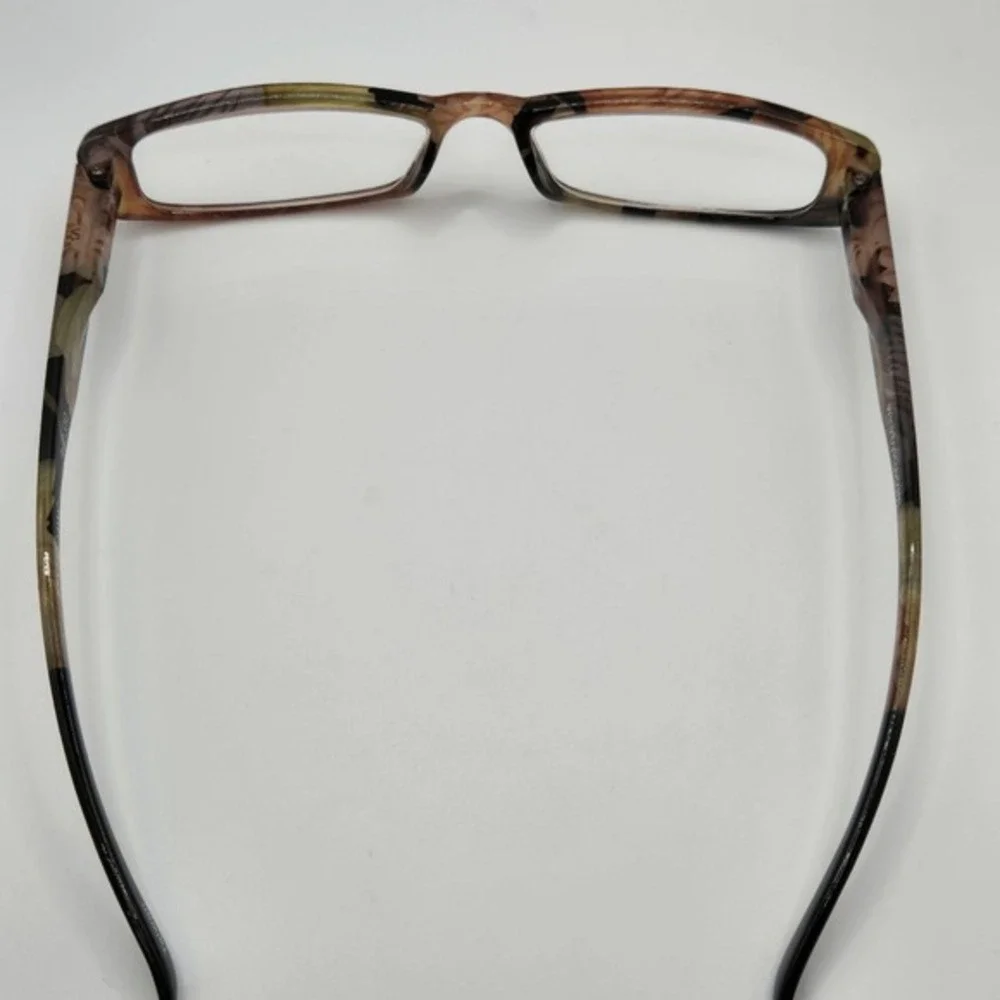 Womens Floral +2.00‎ Readers Glasses Transparent Frame Lightweight Fashion Brown